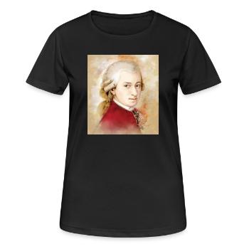Wolfgang Amadeus Mozart dans un style aquarelle - T-shirt respirant Femme - noir - Devant - AI Model Female 172 light (172cm)