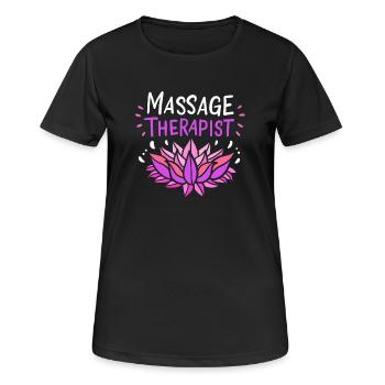 Masseur Massage - Frauen T-Shirt atmungsaktiv - Schwarz - Vorne - AI Model Female 172 light (172cm)