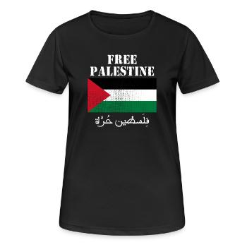 Drapeau de Palestine libre - T-shirt respirant Femme - noir - Devant - AI Model Female 172 light (172cm)