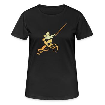Schwertkämpfer Tusche Figur - Frauen T-Shirt atmungsaktiv - Schwarz - Vorne - AI Model Female 172 light (172cm)