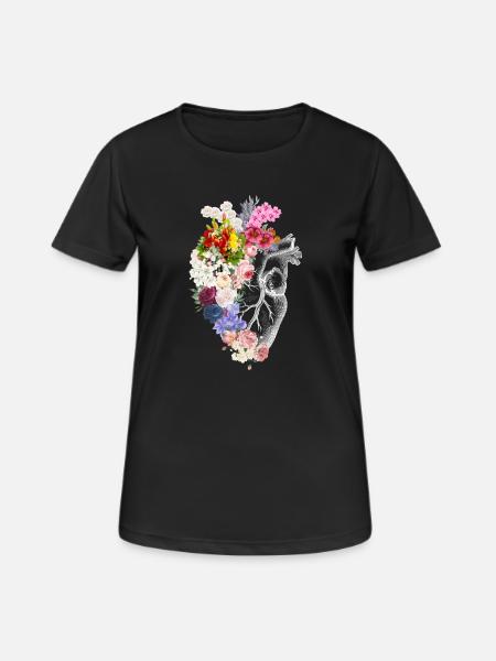 Floral Anatomical Heart - Women's Breathable T-Shirt - black