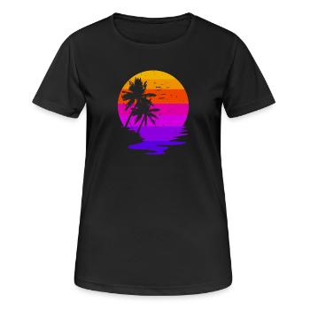 Urlaub Ferien Palmen Karibik Strand Meer Sommer - Frauen T-Shirt atmungsaktiv - Schwarz - Vorne - AI Model Female 172 light (172cm)