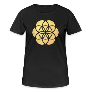 Gold Yoga Flower od Life Flower of Life namaste - Women's Breathable T-Shirt - black - Front - AI Model Female 172 light (172cm)