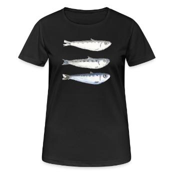 Sardine - Frauen T-Shirt atmungsaktiv - Schwarz - Vorne - AI Model Female 172 light (172cm)