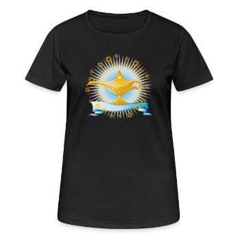 strahlende goldene orientalische Wunderlampe - Frauen T-Shirt atmungsaktiv - Schwarz - Vorne - AI Model Female 172 light (172cm)