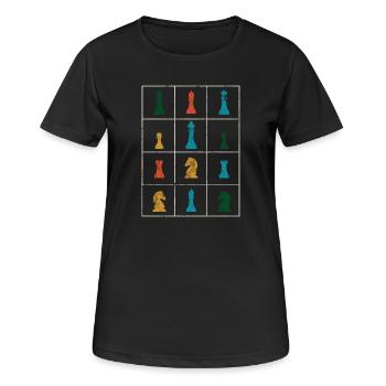 Pièces d’échiquier d’échiquier - T-shirt respirant Femme - noir - Devant - AI Model Female 172 light (172cm)