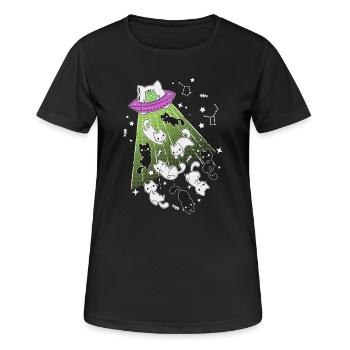 chats extraterrestres - T-shirt respirant Femme - noir - Devant - AI Model Female 172 light (172cm)