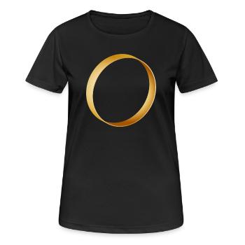 bague en or simple - alliance - mariage - T-shirt respirant Femme - noir - Devant - AI Model Female 172 light (172cm)