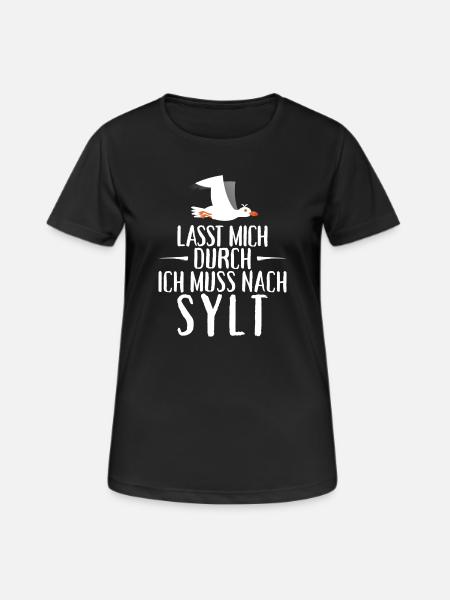 Lasst mich durch ich muss nach Sylt Möwe - Frauen T-Shirt atmungsaktiv - Schwarz