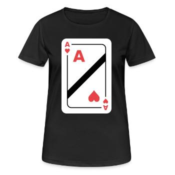 Herz As Spielkarte - Frauen T-Shirt atmungsaktiv - Schwarz - Vorne - AI Model Female 172 light (172cm)