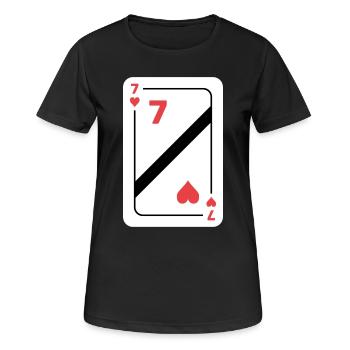 Herz Sieben Spielkarte Pokerkarte - Frauen T-Shirt atmungsaktiv - Schwarz - Vorne - AI Model Female 172 light (172cm)