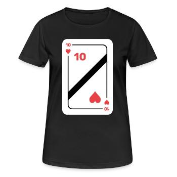 Herz Zehn Spielkarte Pokerkarte - Frauen T-Shirt atmungsaktiv - Schwarz - Vorne - AI Model Female 172 light (172cm)