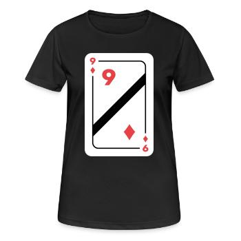 Karo Neun Spielkarte Pokerkarte - Frauen T-Shirt atmungsaktiv - Schwarz - Vorne - AI Model Female 172 light (172cm)