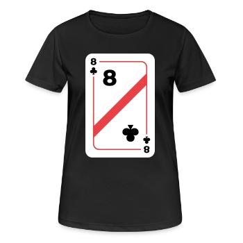 Kreuz Acht Spielkarte Pokerkarte - Frauen T-Shirt atmungsaktiv - Schwarz - Vorne - AI Model Female 172 light (172cm)