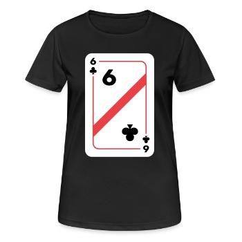Kreuz Sechs Spielkarte Pokerkarte - Frauen T-Shirt atmungsaktiv - Schwarz - Vorne - AI Model Female 172 light (172cm)