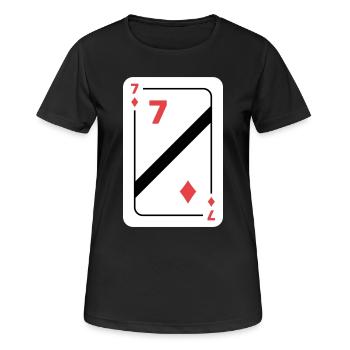 Karo Sieben Spielkarte Pokerkarte - Frauen T-Shirt atmungsaktiv - Schwarz - Vorne - AI Model Female 172 light (172cm)
