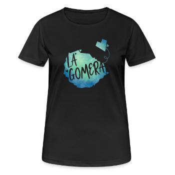 La Gomera - Frauen T-Shirt atmungsaktiv - Schwarz - Vorne - AI Model Female 172 light (172cm)
