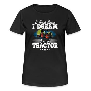 Tractor snoring funny saying - Women's Breathable T-Shirt - black - Front - AI Model Female 172 light (172cm)