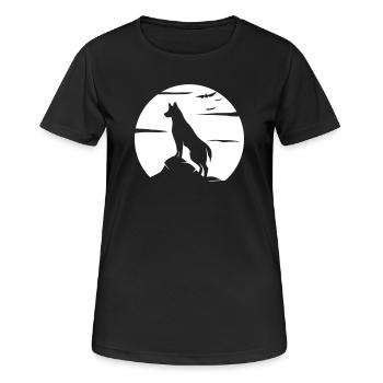 loup, pleine lune, halloween, loup-garou, nuit, hurler, chien - T-shirt respirant Femme - noir - Devant - AI Model Female 172 light (172cm)