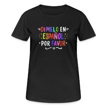 Espagnol Professeur d’espagnol Langue - T-shirt respirant Femme - noir - Devant - AI Model Female 172 light (172cm)