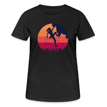 Klettern bergsteigen Kletterin frau geschenk - Frauen T-Shirt atmungsaktiv - Schwarz - Vorne - AI Model Female 172 light (172cm)