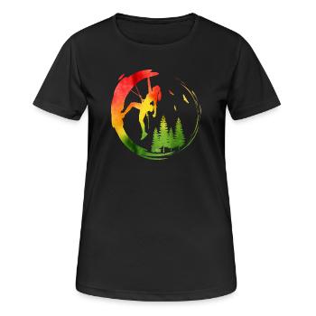 Aventure forestière grimpeuse féminine aquarelle - T-shirt respirant Femme - noir - Devant - AI Model Female 172 light (172cm)