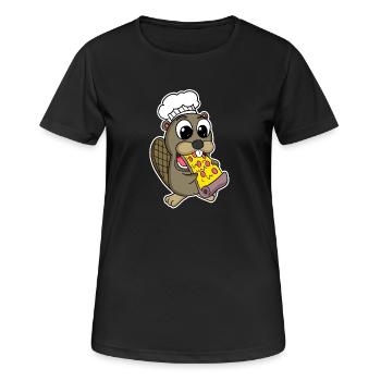 Les castors mangent pizza cuisinier gourmet - T-shirt respirant Femme - noir - Devant - AI Model Female 172 light (172cm)