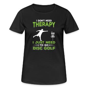 Disc Golf - Frauen T-Shirt atmungsaktiv - Schwarz - Vorne - AI Model Female 172 light (172cm)