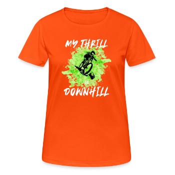 My Thrill is Downhill Mountainbike cadeau - T-shirt respirant Femme - orange néon - Devant - AI Model Female 172 dark (172cm)