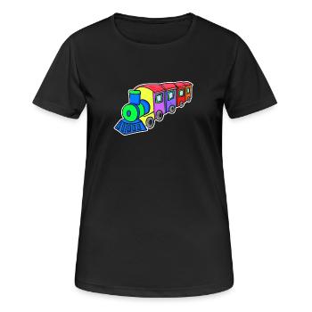 Eisenbahn Dampflok Kinder - Frauen T-Shirt atmungsaktiv - Schwarz - Vorne - AI Model Female 172 light (172cm)