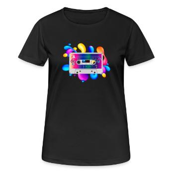 Cassette - T-shirt respirant Femme - noir - Devant - AI Model Female 172 light (172cm)