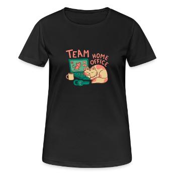 Équipe Home office chat Travail Travail Bureau - T-shirt respirant Femme - noir - Devant - AI Model Female 172 light (172cm)