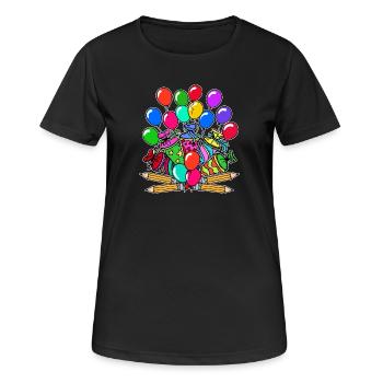 School Start Balloon Pencil School Bag Start - Women's Breathable T-Shirt - black - Front - AI Model Female 172 light (172cm)