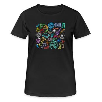 École Apprentissage Des timbales Début de l’école - T-shirt respirant Femme - noir - Devant - AI Model Female 172 light (172cm)