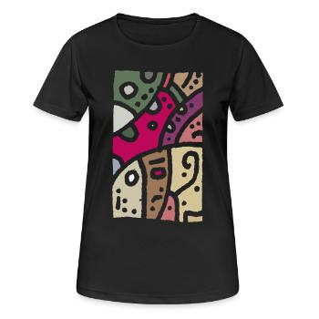 Modèle art - ethno couleur - T-shirt respirant Femme - noir - Devant - AI Model Female 172 light (172cm)