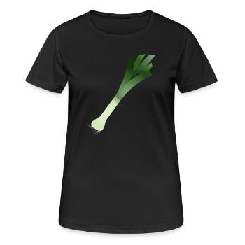 Eine Stange Lauch / Porree - Frauen T-Shirt atmungsaktiv - Schwarz - Vorne - AI Model Female 172 light (172cm)