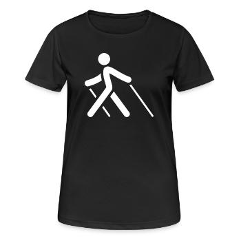 Nordic Walking - Frauen T-Shirt atmungsaktiv - Schwarz - Vorne - AI Model Female 172 light (172cm)