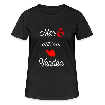 mon coeur est en vendee - T-shirt respirant Femme - noir - Devant - AI Model Female 172 light (172cm)