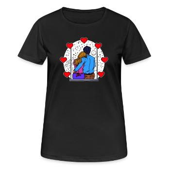 Liebespaar Valentinstag Romantik Herz - Frauen T-Shirt atmungsaktiv - Schwarz - Vorne - AI Model Female 172 light (172cm)