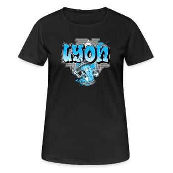 Lyon Graffiti - Frauen T-Shirt atmungsaktiv - Schwarz - Vorne - AI Model Female 172 light (172cm)