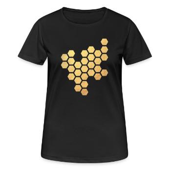 Bienenwaben Gold Honig Muster Sechseck Biene Imker - Frauen T-Shirt atmungsaktiv - Schwarz - Vorne - AI Model Female 172 light (172cm)