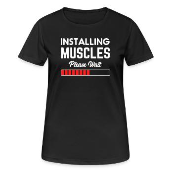 Installing Muscles Please Wait - Women's Breathable T-Shirt - black - Front - AI Model Female 172 light (172cm)