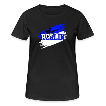 Berlin Fussball Charlottenburg Blau Weiß - Frauen T-Shirt atmungsaktiv - Schwarz - Vorne - AI Model Female 172 light (172cm)