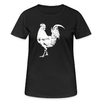 Coq Poulet Coq - T-shirt respirant Femme - noir - Devant - AI Model Female 172 light (172cm)