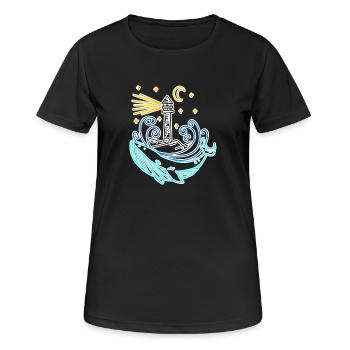Phare côte mer mer - T-shirt respirant Femme - noir - Devant - AI Model Female 172 light (172cm)