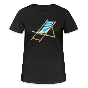 chaise longue marine rayée bleu blanc - T-shirt respirant Femme - noir - Devant - AI Model Female 172 light (172cm)