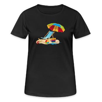 Chaise longue sur la plage - Détente en vacances - T-shirt respirant Femme - noir - Devant - AI Model Female 172 light (172cm)