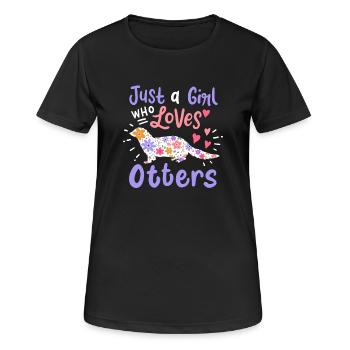 Loutre Loutre de mer Amoureux de la loutre - T-shirt respirant Femme - noir - Devant - AI Model Female 172 light (172cm)