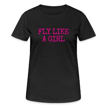 Pilote d’aviation volant - T-shirt respirant Femme - noir - Devant - AI Model Female 172 light (172cm)