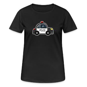 Polizeiwagen - Frauen T-Shirt atmungsaktiv - Schwarz - Vorne - AI Model Female 172 light (172cm)